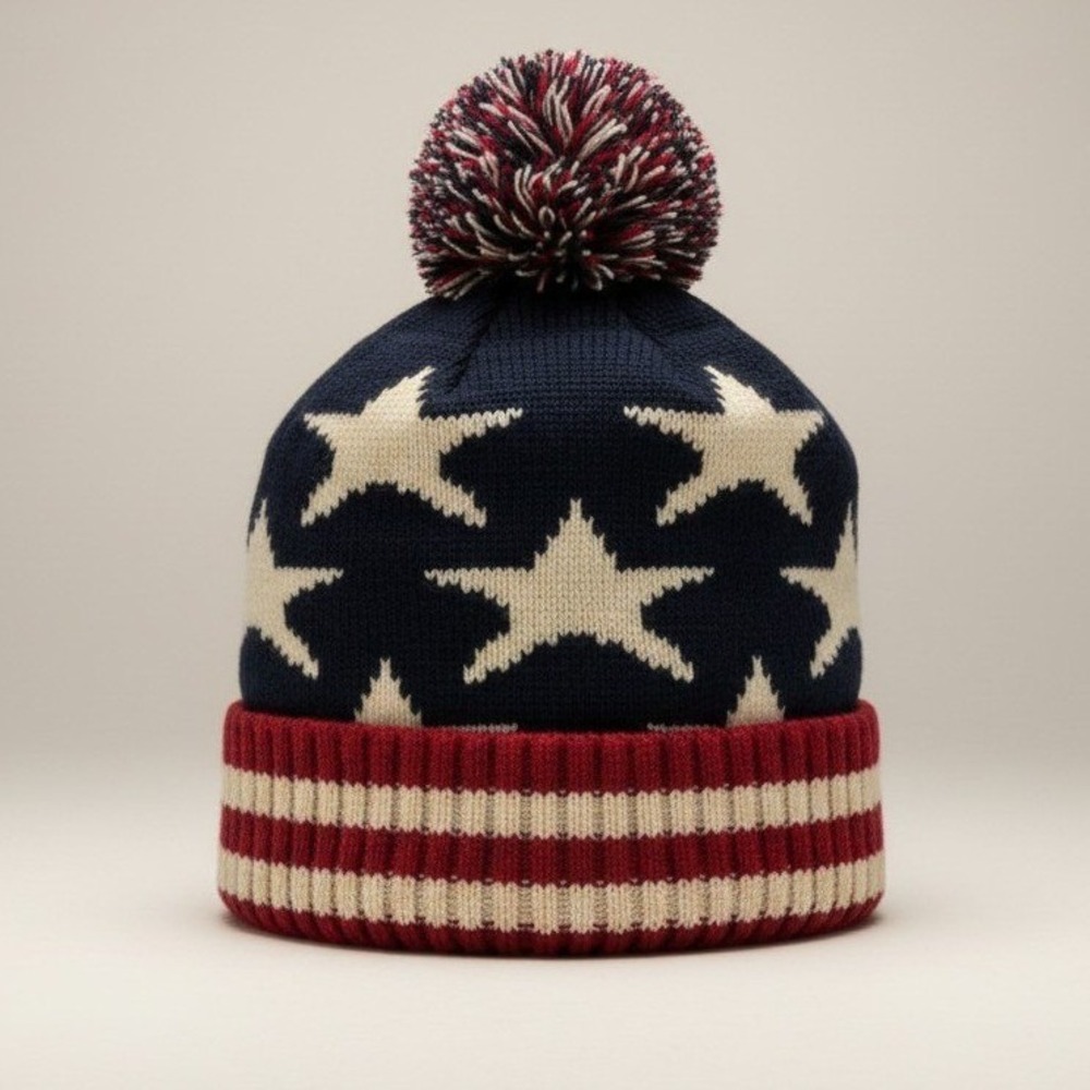 USA Stars & Stripes Flag Beanie - Red/White/Blue Knit‎ - One Size - NIB